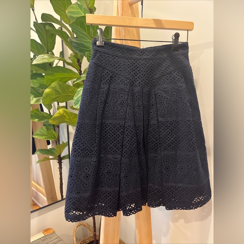 Rebecca Taylor Eyelet Navy Skirt  xs